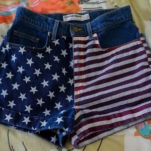 American Apparel Denim High Waisted Flag Shorts